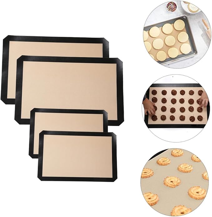 4pcs Silicone Baking Mats Non Stick Heat Resistant Pastry Mats for Oven Use Easy to Clean and Reusable Baking Pads Includes