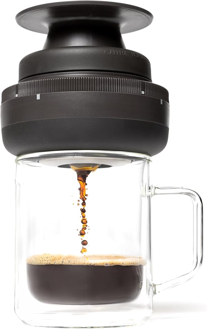 Corkcicle Coffee Palmpress - Single Serve - Portable Pour Over & French Press - Stainless Steel Filter - Collapsible - Holiday Gift - Great for Gifting Warmth - 8 oz - Espresso