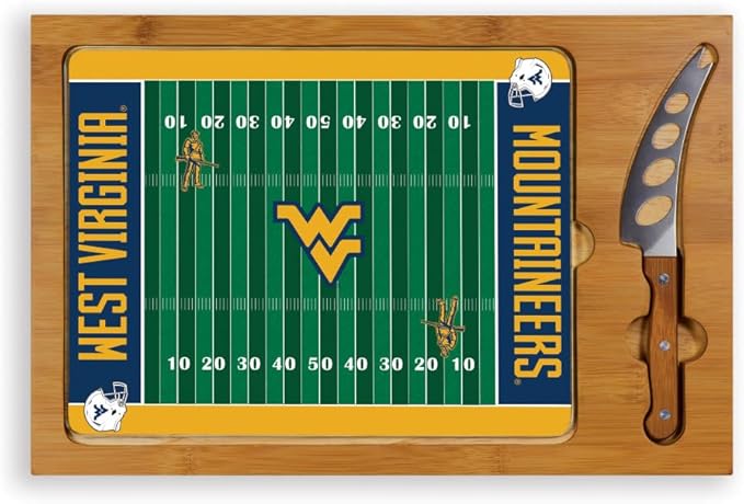 PICNIC TIME NCAA Icon Glass Top Cutting Board & Knife Set, Cheese Boards Charcuterie Boards, Serving Platter, (Parawood & Bamboo)