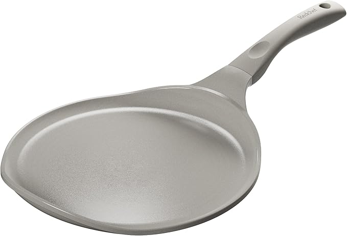 Redchef Nonstick Crepe Pan Nonstick 12 Inch with Ceramic Coatingg, Non Stick Flat Skillet, Professional Pancake Griddle Pan, Induction Compatible, PFAS/PFOA/PTFE Free, Stay-Cool Handle (Gray)