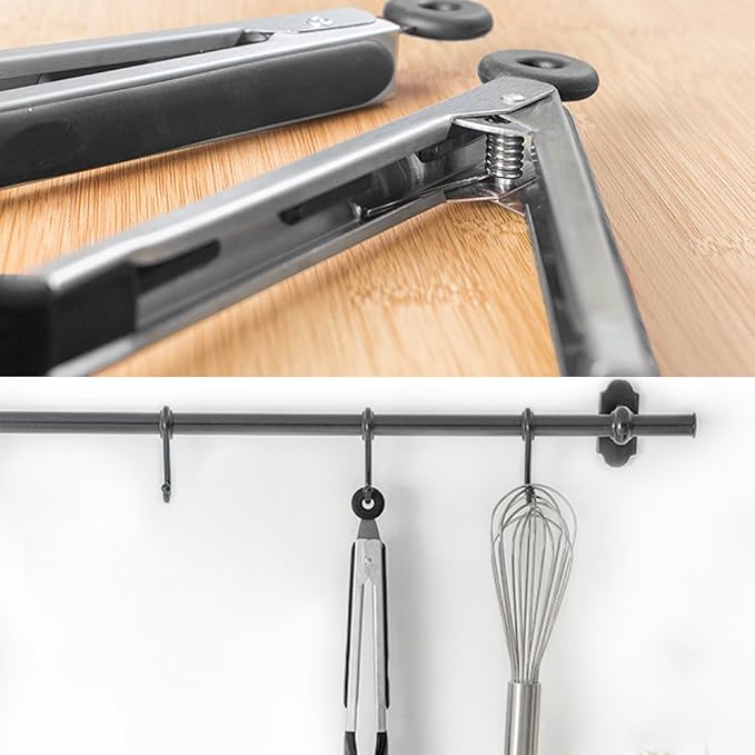 Cooking Tongs 9 inches and 12 inches Stainless Steel Kitchen Silicone Serving Tong Heat Resistant Meat Turner Spatula Tongs with Locking Handle Joint