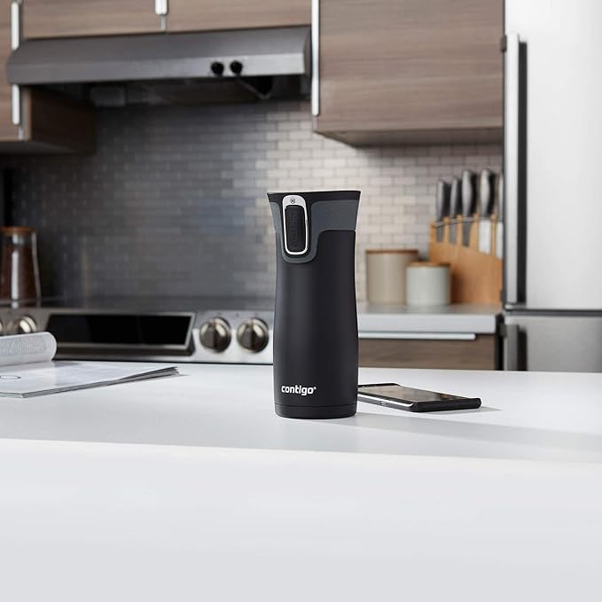 Contigo West Loop Stainless Steel Travel Mug with AUTOSEAL Lid, 16oz., Stainless Steel/Black