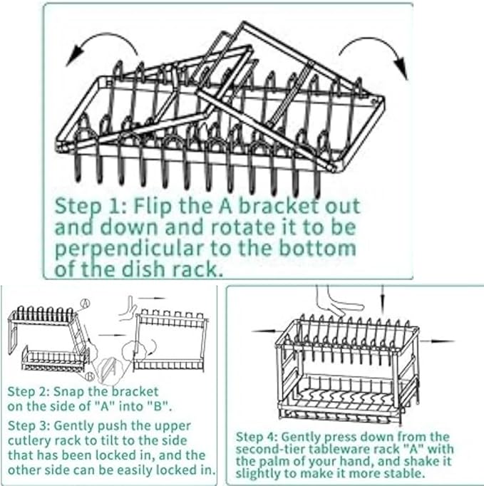 Dish Drying Rack 2-Tier Auto Draining Dish Drying Rack for Kitchen Counter & Sink - Large Capacity Detachable Stainless Steel Organizer with Drainboard & Utensil Holder (Black)，Chaos Coordinator Gifts