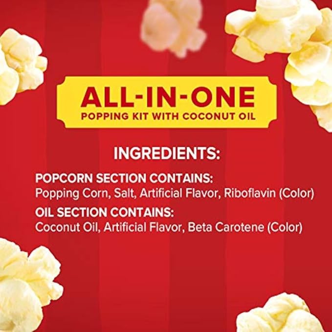 Orville Redenbacher's All-In-One Popcorn Kit, with Kernels, Coconut Oil & Salt, for 6oz. Popcorn Machine, 8oz. (Pack of 36)
