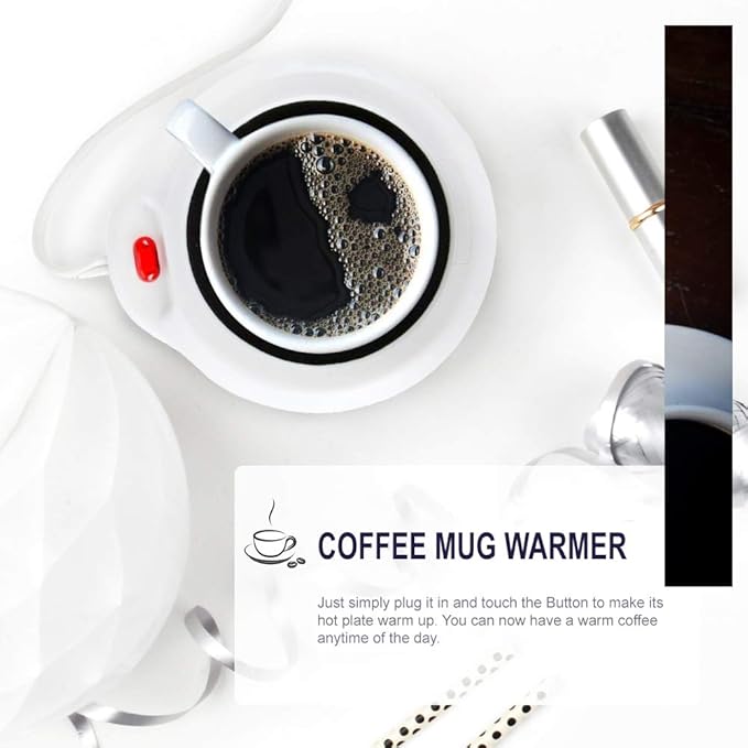Eutuxia Mug Warmer for Home & Office. Great for Warming Up Cups, Coffee Mugs, Wax, and Beverages on Desks, Tables & Countertops. Electric Heated Plate Warms Quickly. Enjoy Hot Drinks on Cold Days.