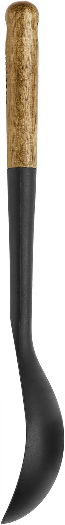 STAUB Serving Spoon, Great for Scooping Sides and Serving Hearty Stews, Durable BPA-Free Matte Black Silicone, Acacia Wood Handles, Safe for Nonstick Cooking Surfaces