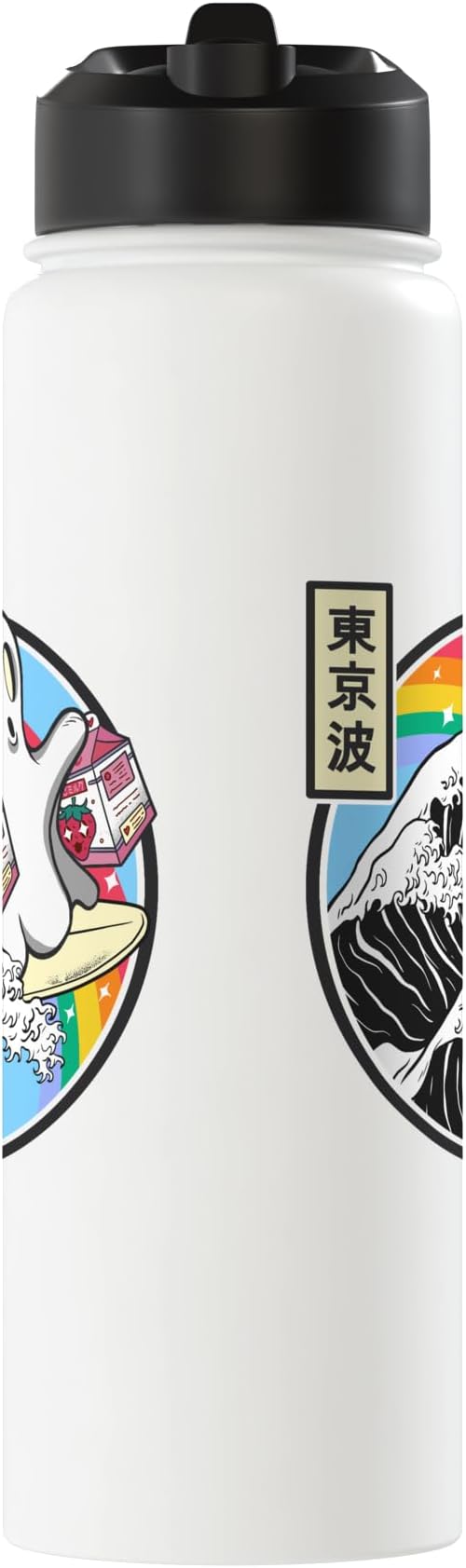 Surfing Ghost Strawberry Milk Cartons Anime Kawaii Vaporwave Stainless Steel Insulated Water Bottle