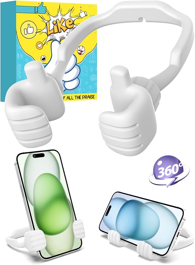 Stocking Stuffers for Men Women Teens Kids: Thumbs Up Lazy Phone Stand Holder for Desk Funny Gadgets for Teenage Boys Girls Dad Father Mother Mom Son Daughter Husband Wife Adults Gifts for Christmas
