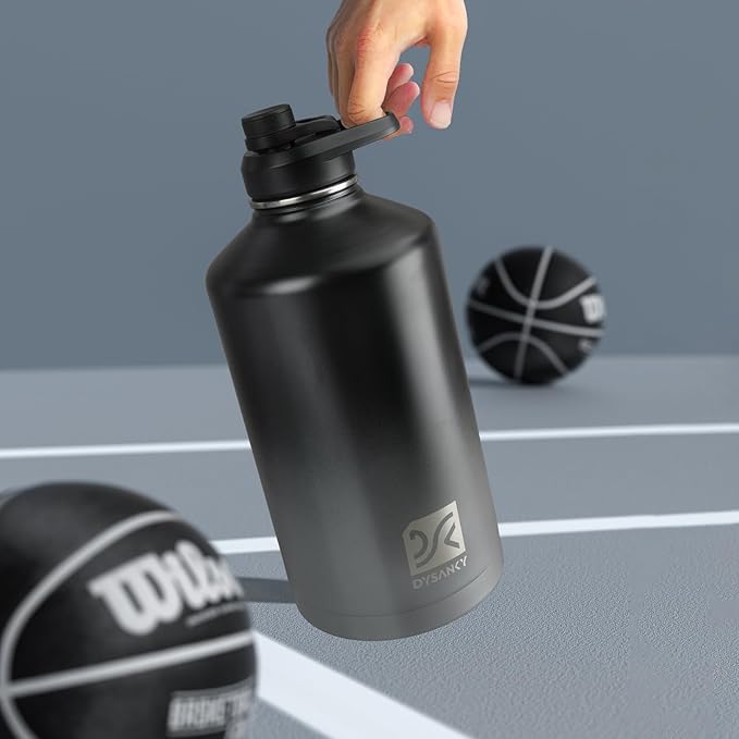 DYSANKY 1 Gallon Water Bottle Insulated | Thickened Stainless Steel Vacuum Metal Water Jug | Portable Sports Large for Gym and Hiking with Straw, Carrier Bag, Handle Strap | BPA-Free 128 oz