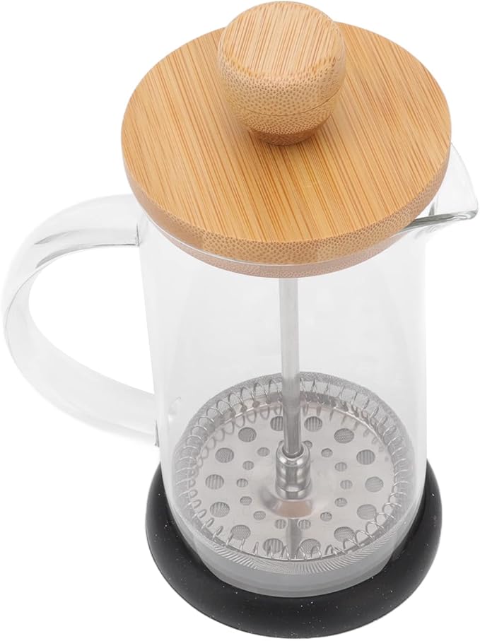Heat Resistant Hand Brewing Filter French Press Borosilicate Borosilicate Tea Cafe Brewing Pot for Office Use (350ml Bamboo Cover)