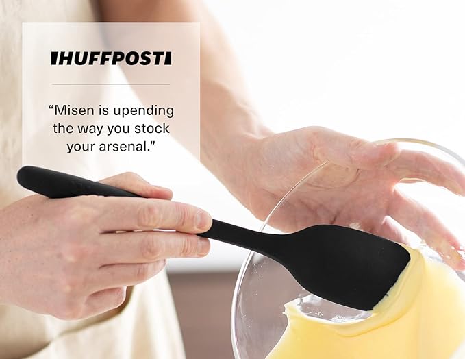 Misen Spoontula - Dishwasher Safe, Heat resistance, Nonstick Safe - Professional-Grade Versatile Kitchen Tool for Stirring, Spponging, Folding and Flipping - 4 Tools in One - Built to Last - Black