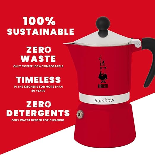 Bialetti 4963 Rainbow Espresso Maker, Red