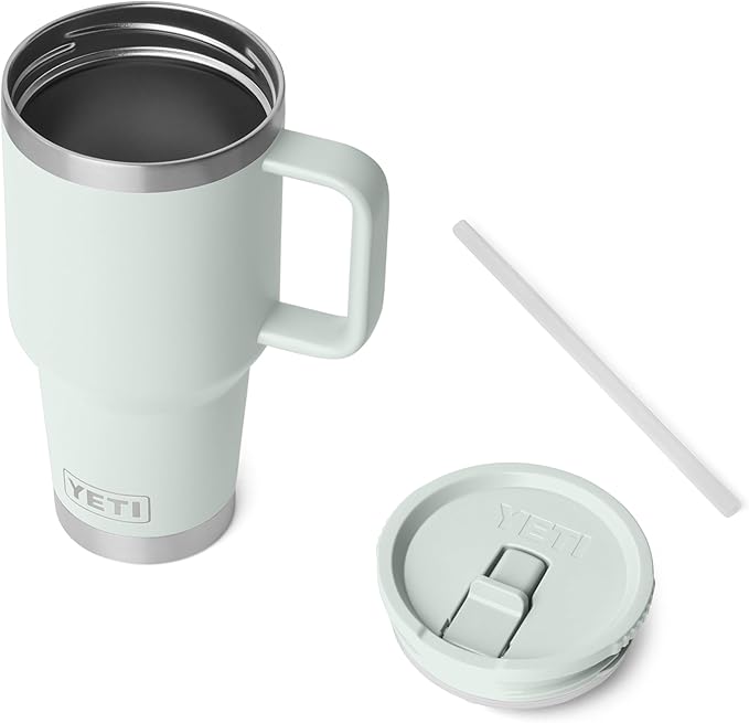YETI Rambler 30 oz Travel Mug with Flip Straw Lid – Stainless Steel, Vacuum Insulated, Leakproof, Cup Holder Friendly