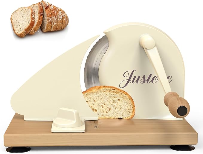 Manual Bread Slicer for Homemade Bread, Adjustable Thickness and Evenly Slicing, Sourdough Bread Slicer with Hand Crank, Clear Scale Line, Non-Slip Suction Base & Sharp Blade