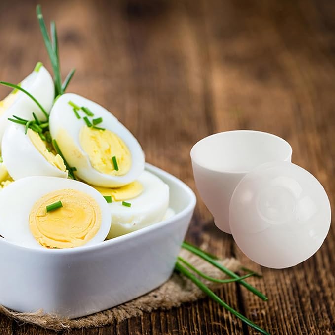 INOOMP 10pcs Microwave Oven Egg Cups White Steamed Egg Cooker Set for Home Kitchen Steamer Specialty Cookware