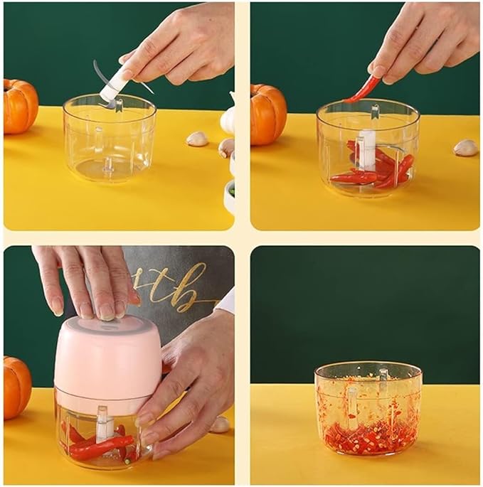 Mini Portable Veggie Chopper, 400ml Cordless Electric Garlic Masher|Chopper|Garlic Press Kitchen Tools|Food Supplement Machine/Onion Fruit and Vegetable Chopper|can Crush Ice Cubes, Vegetables, Fruits