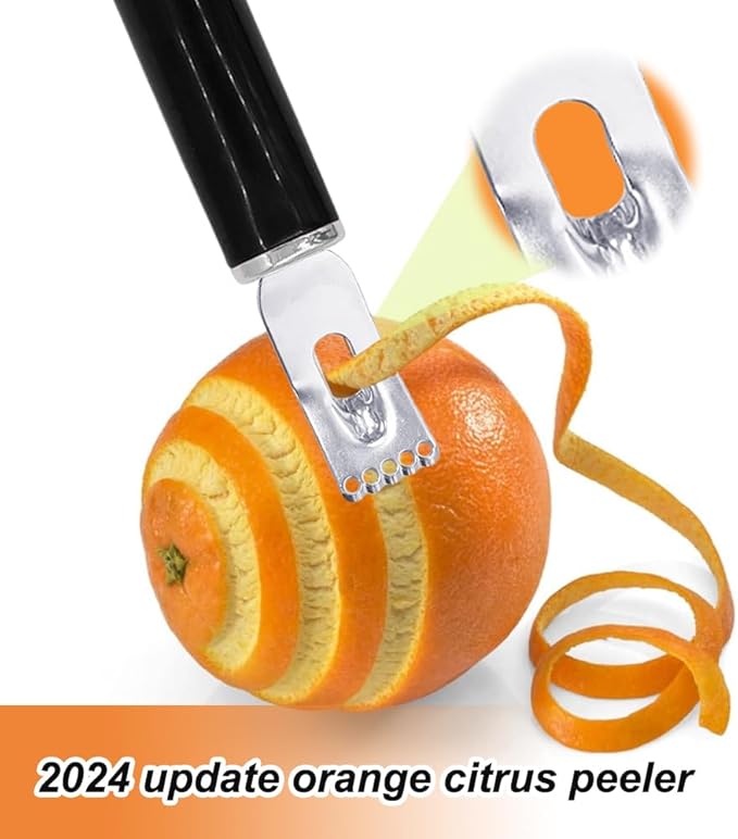 Channel Knife, 2 in 1 Lemon Peeler Zester Cocktail Garnish Citrus Zester 5 Baldes Ultra Sharp Lemon Rind Twist Peeler Stainless Steel Bar Tool Professional Grade Bar Accessory (Sliver)