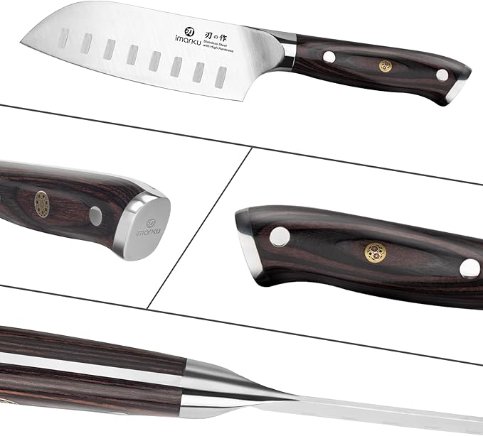 imarku Santoku Knife Chef Knife 5 inch Ultra Sharp Asian Knife Japanese Chef Knife - Japanese High Carbon Stainless Steel - Ergonomic Pakkawood Handle, Best Choice for Home Kitchen