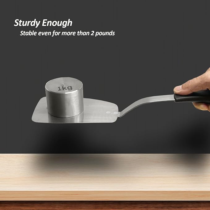 Stainless Steel Flexible Spatula Turner, VOVOLY Thin Metal Spatula for Cast Iron Skillet, Thin Blade and Heat Resistant Silicone Handle, Great for Egg, Cookie, Meat, Crep, Large