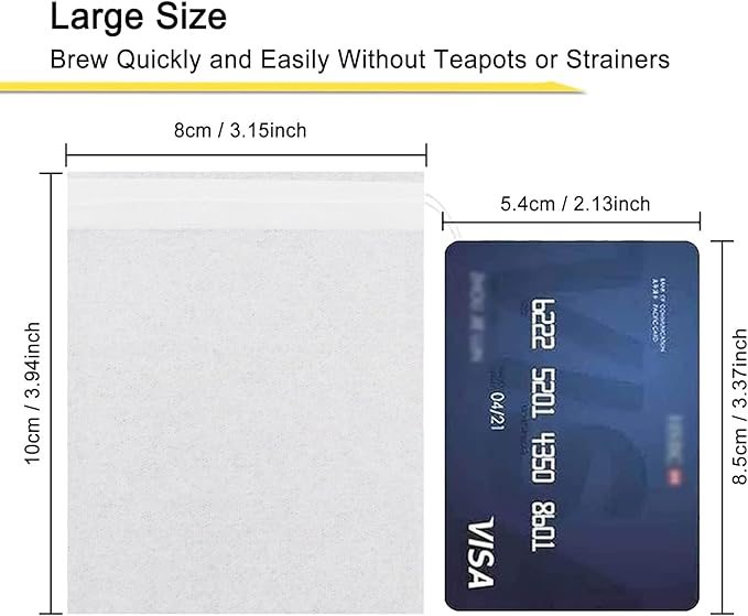 NEPAK 100Pcs Tea Bags for Loose Leaf Tea,3.15 x 3.94 inches Empty Tea Bags,Disposable Fillable Teabags,Tea Filter Bags for Loose Tea