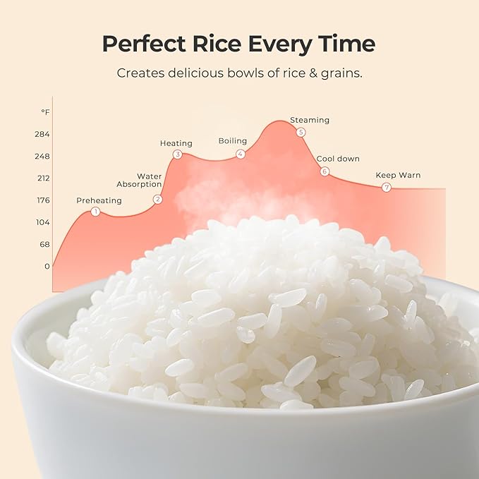 Narcissus 3.5-Cup Rice Cooker for 1-3 People, Multifunctional for Rice, Oatmeal, Quinoa - Slow Cook, Steam, Cook Rice & Steam Dish Together, Rice White