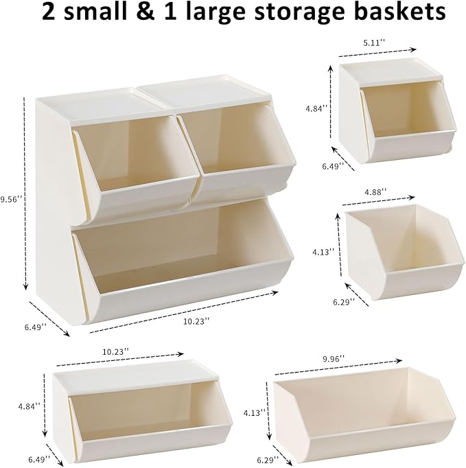 3 Pack Coffee Pod Holder for Kitchen Counter, Plastic Storage Organizer Box for Office Desktop, Large Tea Bags Basket ( Cream )