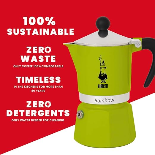 Bialetti Moka Express Rainbow (Green, 3 Cups)