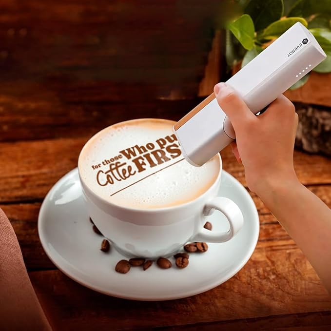 EVEBOT Handheld Food PrintPen Portable Mini Coffee PrintPen Latte Art Macaron Cookie DIY Design PrintPen, Christmas Gifts Bluetooth 4.2-1PCS Brown Color