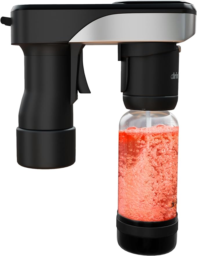 Drinkmate Spritzer Portable Sparkling Water and Soda Streaming Machine | Carbonates Any Drink | Includes Two 3oz CO2 Cartridges + One BPA-Free Bottle