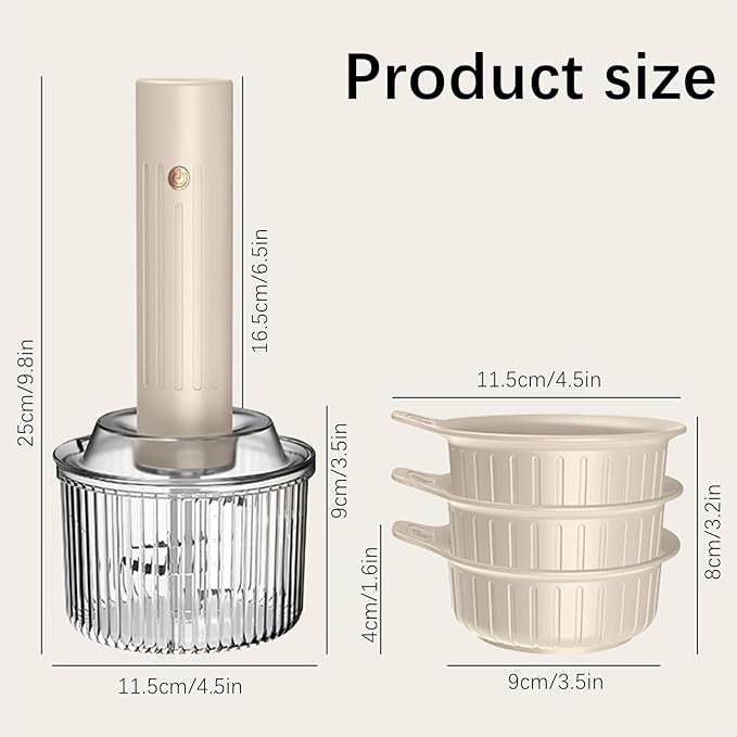 Electric Garlic Chopper, Multifunctional Portable Veggie Cutter with 2 Blades & 4 Bowls - Mini Chopper Food Processor for Ginger, Chili, Fruit, Meat - Electric Mini Chopper, One-Touch Operation