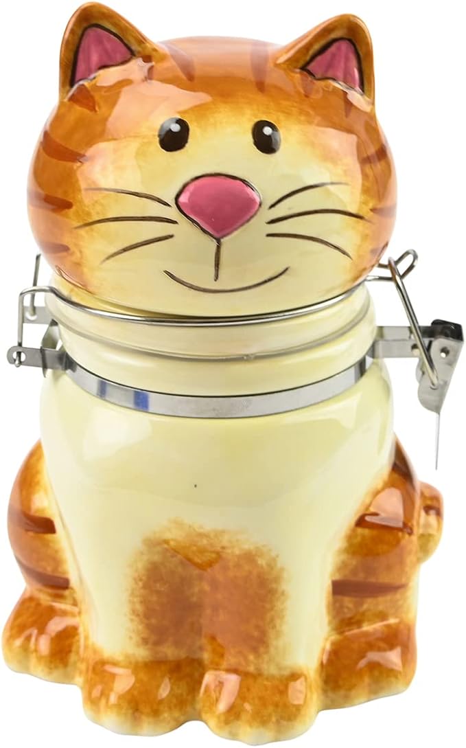 Hand-Painted Earthenware Pretty Kitty Hinged Jar by Boston Warehouse