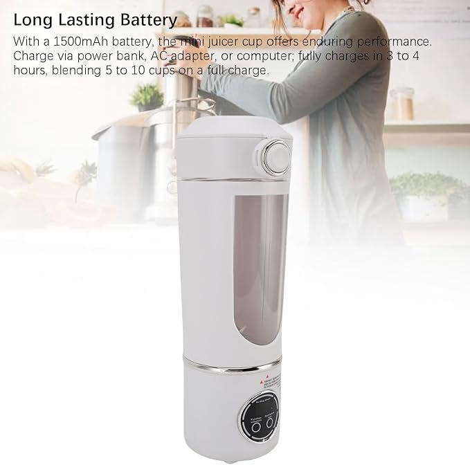 Portable Blender, 700ML 12 Blades Rechargeable Mini Juicer Cup Travel Blender with Magnetic Lock for Gym Home Office Sports Outdoor (White)