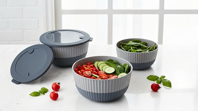 Mixing Bowls with Lids, 8-Piece Airtight Leak-Proof Nesting BPA-Free Bowl Set for Kitchen & Food Storage, Large 4200ml Capacity, Microwave & Dishwasher Safe