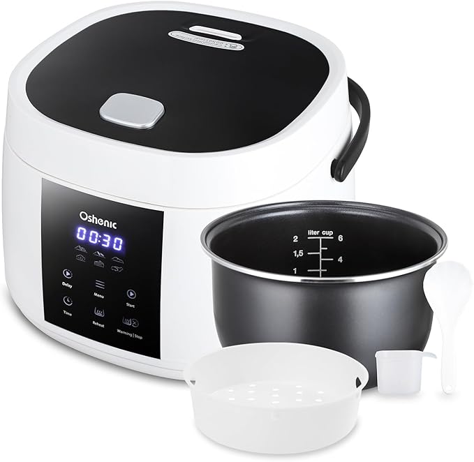 Rice Cooker Small,6-Cup (Uncooked) / 12-Cup (Cooked),6-in-1 Multi Cooker,Electric Smart Rice Cooker,Portable Non-Stick Rice Maker With Steamer Basket,12 Hours Timer Delay & Keep Warm Function