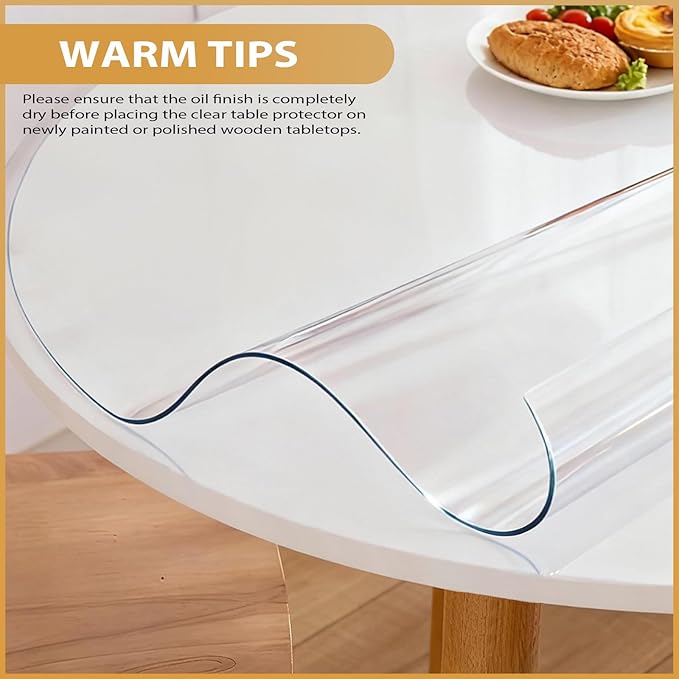 Round Clear Table Cover Protector 36 Inch - 2mm Thick Waterproof PVC Furniture Protective Pad for Dining Room Tabletop