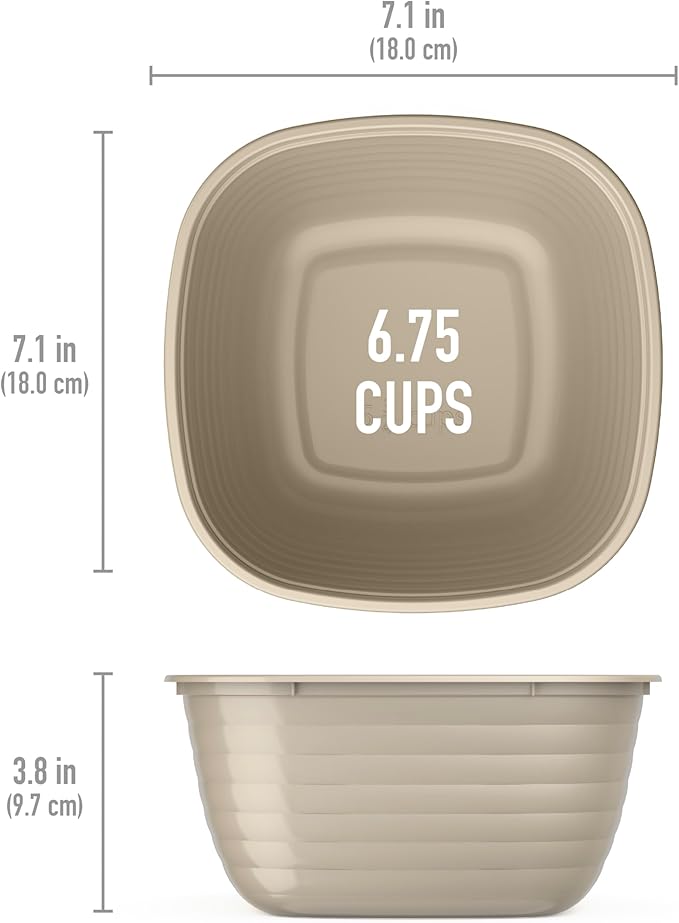 Bentgo Prep - 1-Compartment Bowls with Custom Fit Lids - Reusable, Microwaveable, Durable, PFAS & BPA-Free, Freezer and Dishwasher Safe Meal Prep Food Storage - 10 Bowls & 10 Lids (Champagne)