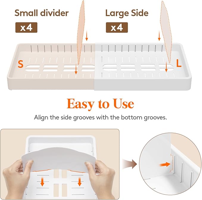Lifewit Kitchen Cabinet Organizer for Food Contanier Lid, Expandable Lid Holder with 8 Adjustable Dividers & 9 Sections for Pantry Organizers and Storage, Home Organization, Extra Large, 13"-24"