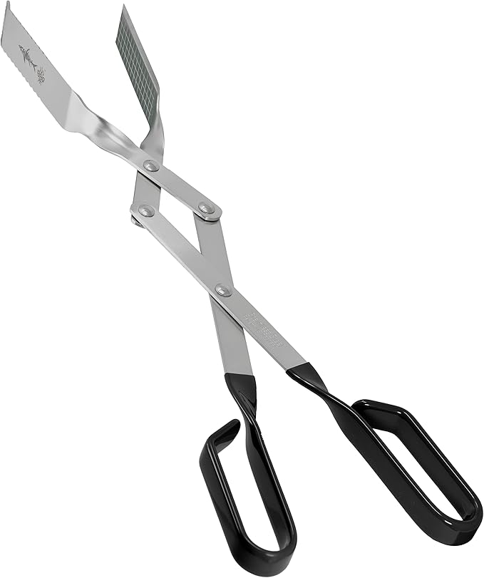 Shark BBQ Tongs for Steak, 17.5" Extra Long, Stainless Steel Grilling Tongs with Scissor Grip, Tong for Cooking, Kitchen & Outdoor Grill - Perfect Barbecue Tool & Gift for Grill Masters, Black