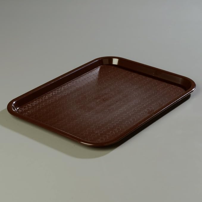 Carlisle FoodService Products Cafe Cafeteria Tray Meal Tray, Fast Food Tray with Patterned Surface for Cafeterias, Fast Food, and Dining Room, Plastic, 14 x 18 Inches, Chocolate, (Pack of 12)