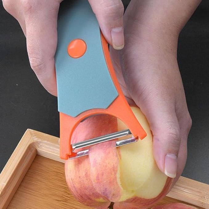 2 In 1 Fruit Peeler,Peeling and shredding Vegetables Potato Vegetable Peeler Carbon Steel Blade,Multi Function Stainless Steel Vegetable Peeler with Straight and Serrated Blades (2PCS-B)