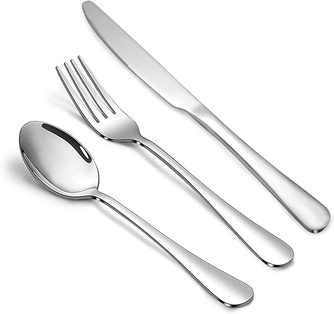 Silverware Set,SANTUO Stainless Steel Knives Spoon Forks Set for Home, Kitchen and Restaurant, Mirror Polished& Dishwasher Safe (24pcs-Dinner knives set)