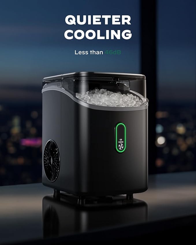 Nugget Ice Maker Countertop, Pebble Ice Maker with Soft Chewable Ice, One-Click Operation Ice Machine with Self-Cleaning, 33lbs/24H for Home,Kitchen,Office