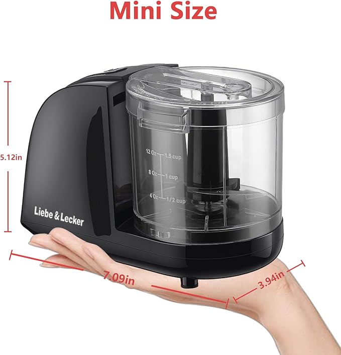 Liebe&Lecker Mini Food Processor,1.5 Cup Mini Chopper for Cutting Vegetable, Garlic,Onion and Meat