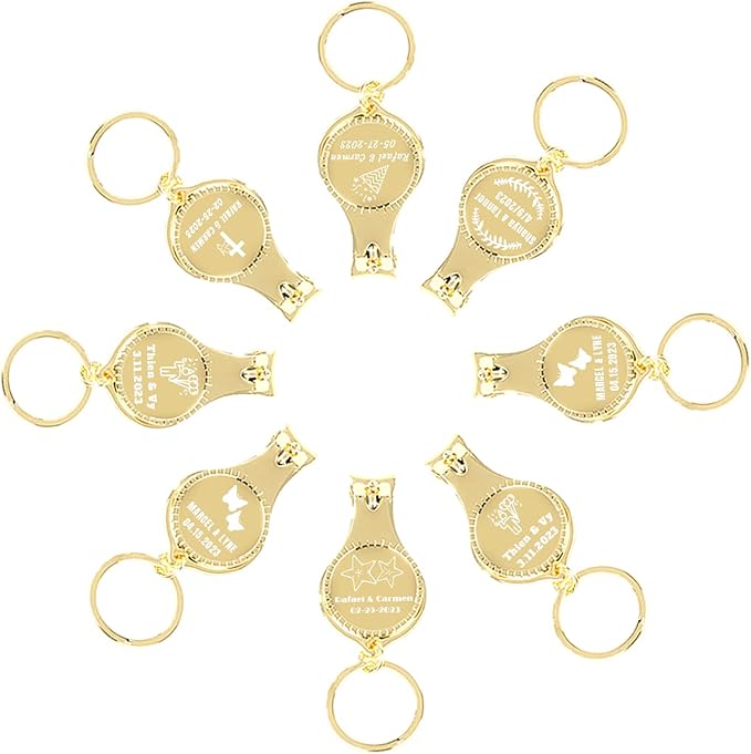 20pcs Personalized 4 in 1 Multi Function Bottle Opener, Nail Clipper, Wedding Favors Brewery, Private Customized, Gold, Multitool Gifts for Men