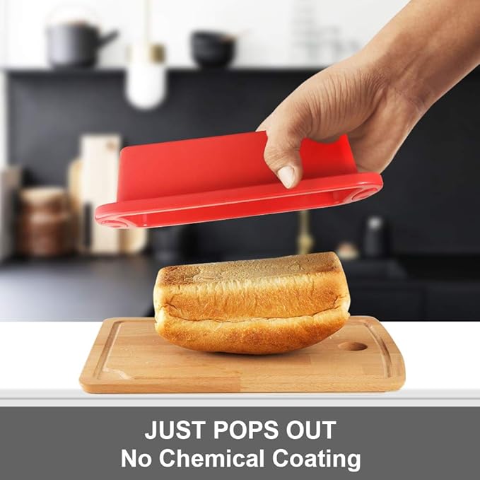 SILIVO 4 Pack Mini Loaf Pans - Nonstick Mini Bread Loaf Pans, Silicone Small Baking Pans for Loaf, Bread and Meatloaf - 5.7x2.5x2.2 inch