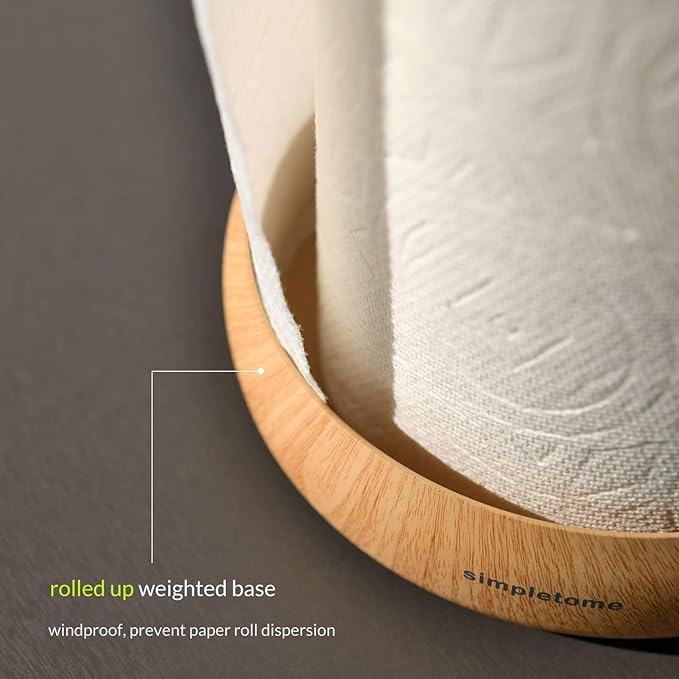 simpletome Paper Towel Holder Countertop Keep It Rolled Up Weighted Base (Beech)