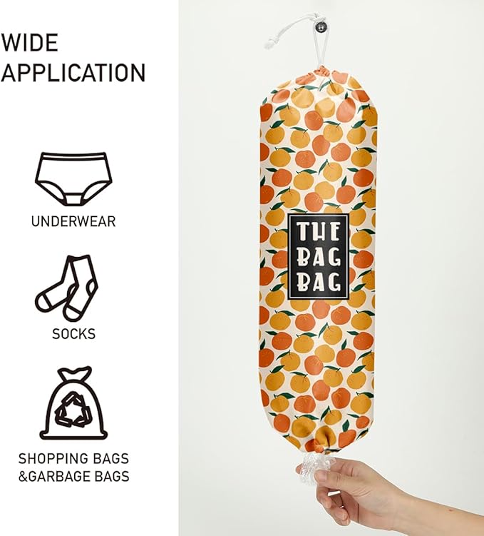 Orange Grocery Bag Organizer - Plastic Bag Holders for Kitchen, Pantry, Laundry Room - Home Decor Gifts