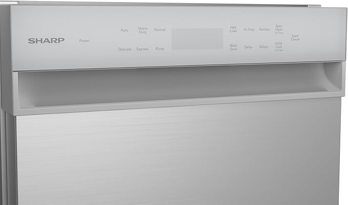 Sharp SDW4523MS 18-Inch Built-In Dishwasher, Stainless Steel, 47 dB, Third Rack, 8 Place Settings, 6 Wash Cycles