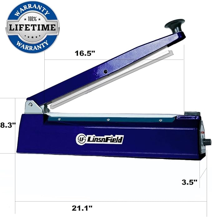 Sealer Pro - 16 inch Impulse Heat Sealer - 5mm Sealing Width - Manual Heat Sealer Machine for All Bags - Most Heavy Duty for Strong, Secure Sealing for Long Term Food Storage, Deep Blue