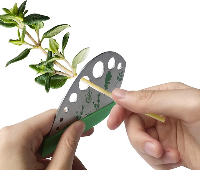 Herb Stripper Stainless Steel Kitchen Herb Leaf Stripping Tool Kitchen Gadgets for Kale, Chard, Collard Greens, Thyme, Basil, Cilantro Tool (9 holes)
